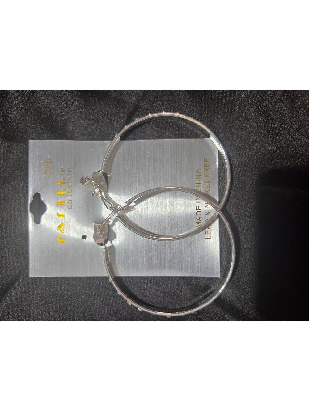 Silver Hoops with Rhinestone